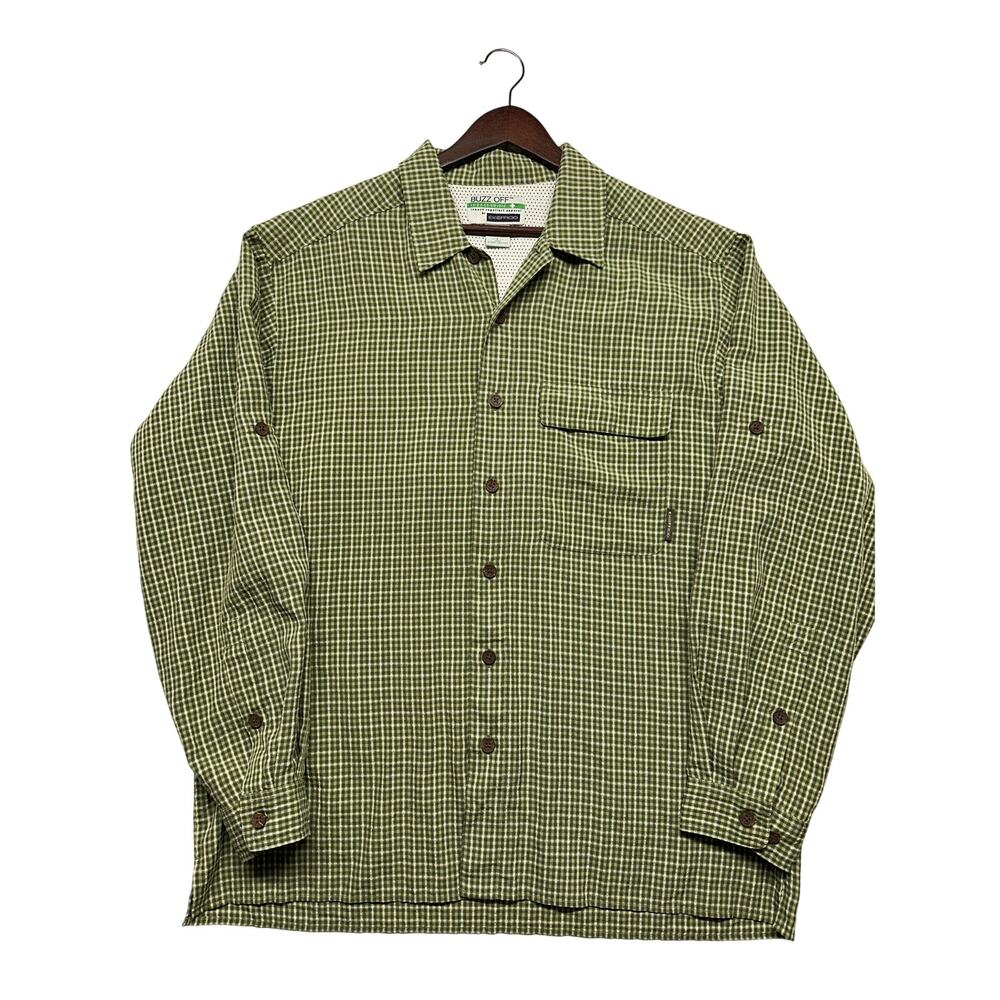 ExOfficio Buzz Off Insect‎ Shield Long Sleeve Men's Shirt Green Plaid Large